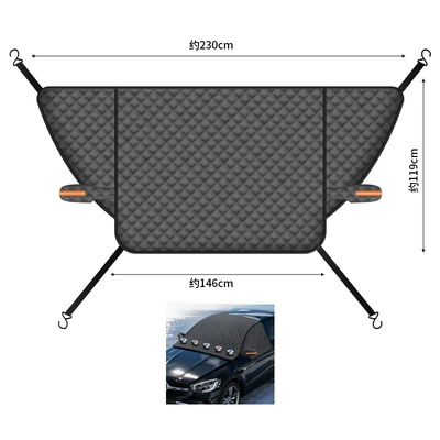 Car Snow Shield, Winter Thickened Magnetic Anti-Frost, Anti-Freeze, Anti-Snow Cover, Car Sunshade, Front Windshield Snow Cover (Car snow shield) - five-magnet-three-window-black