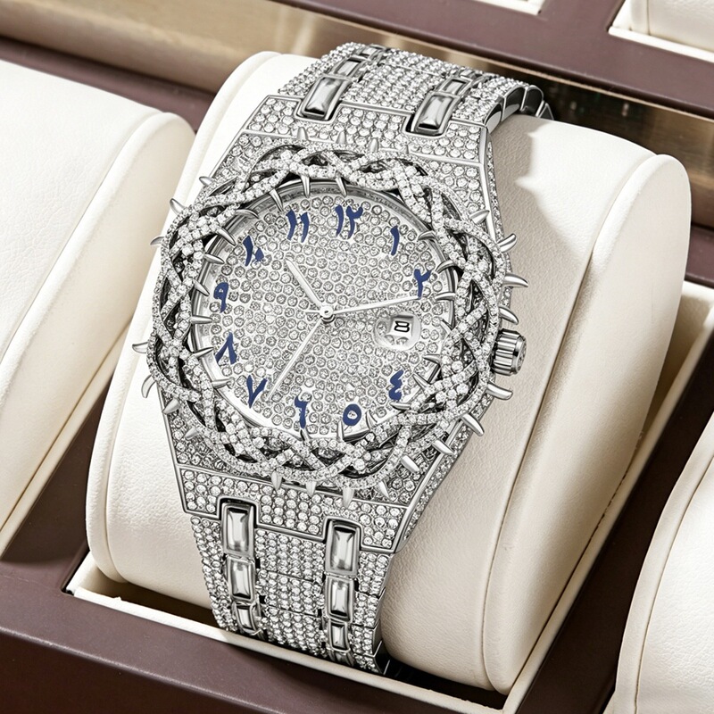 New Foreign Trade Men's Watch, Full Diamond Hip-Hop Style, Unique Thorn Design Large Dial, High-Quality Wristwatch New Foreign Trade Men's Watch, Full Diamond Hip-Hop Style, Unique Thorn Design Large Dial, High-Quality Wristwatch