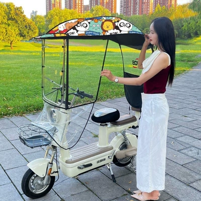 Elektromobil üçün ön şüşə çətiri (günlük): canopy, small electric bike rain - cute-pet-paradise-hard-board-with-side-guard-large-window-the-car-has-rearview-mirrors-take-a-photo-of-this-model