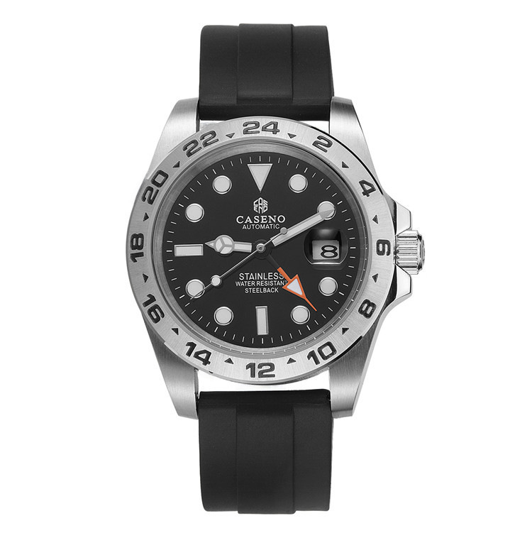 CASENO2020全自动机械运动时尚男士夜光日历手表硅胶表带夜光防水