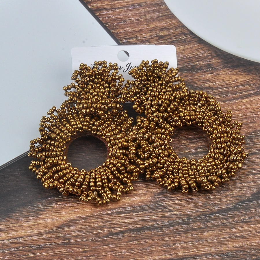 1 Pair Exaggerated Simple Style Circle Seed Bead Drop Earrings display picture 5