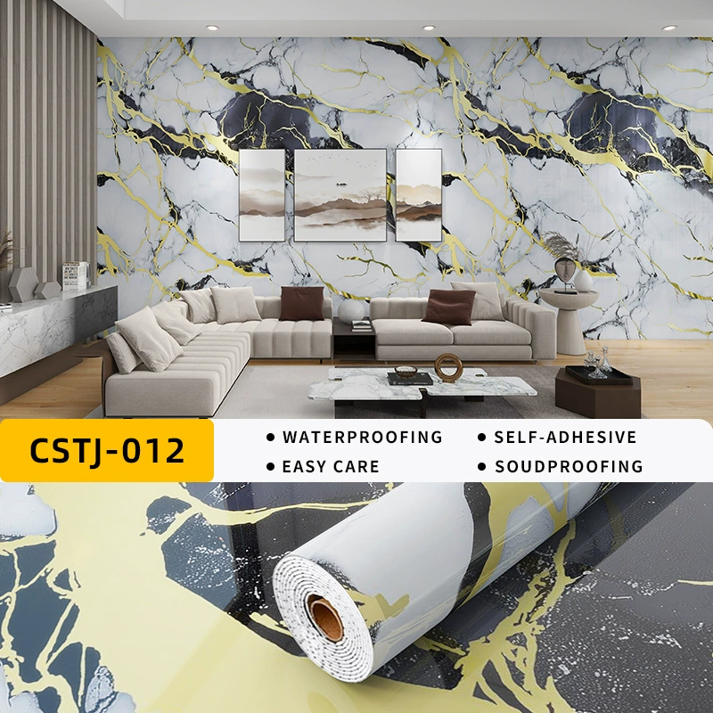 Marble self-adhesive wallpapers on wall, sticker