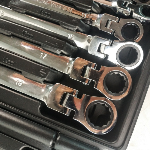 12PC movable head fixed head dual-purpose ratchet wrench set open plum blossom quick machine repair auto repair wrench