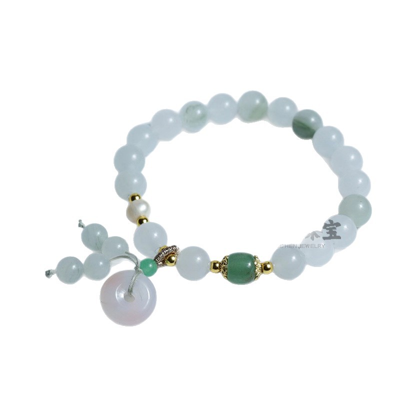 Tianshan pulsera de jade azul para mujeres Xinjiang oro jade blanco jade cuentas DIY multi anillo flotante calabaza pulsera al por mayor