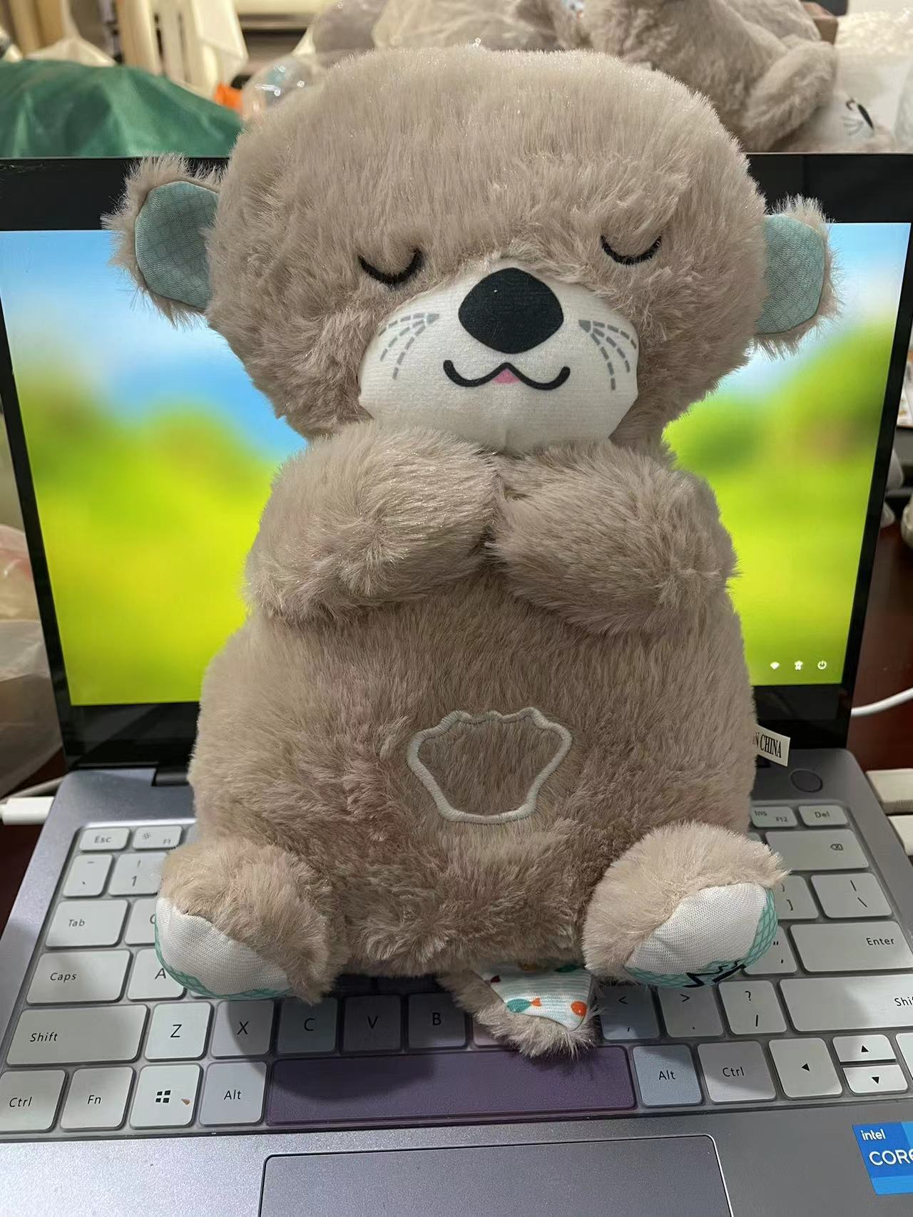 Transfronterizo popular respiración oso luminoso juguete iluminación voz calmante oso sueño oso bebé dormir música muñeca