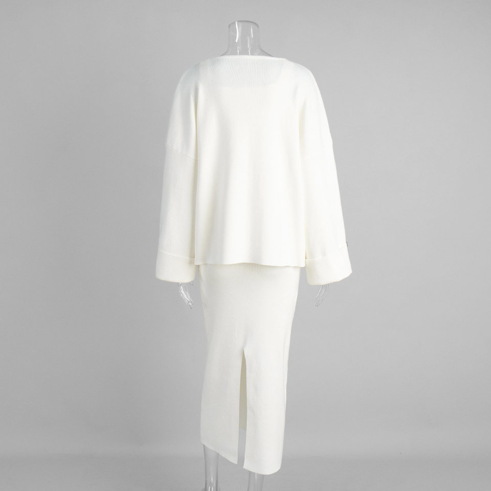 Set 3 món nữ gồm áo cardigan dệt kim dài tay, áo hai dây và chân váy dài — Bộ 3 chiếc màu hồng, Bộ 3 món màu nâu, Bộ 3 món mơ chi tiết 9