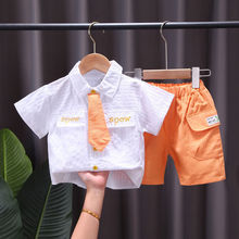男童短袖衬衫套装2024新款宝宝帅气夏装婴幼儿童洋气夏季两件套潮