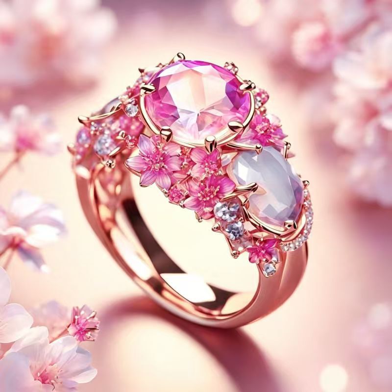 Zihua designer's luxurious colored gemstone ring, high-end for banquets, Russian gold-plated with natural gemstone inlay Zihua designer's luxurious colored gemstone ring, high-end for banquets, Russian gold-plated with natural gemstone inlay