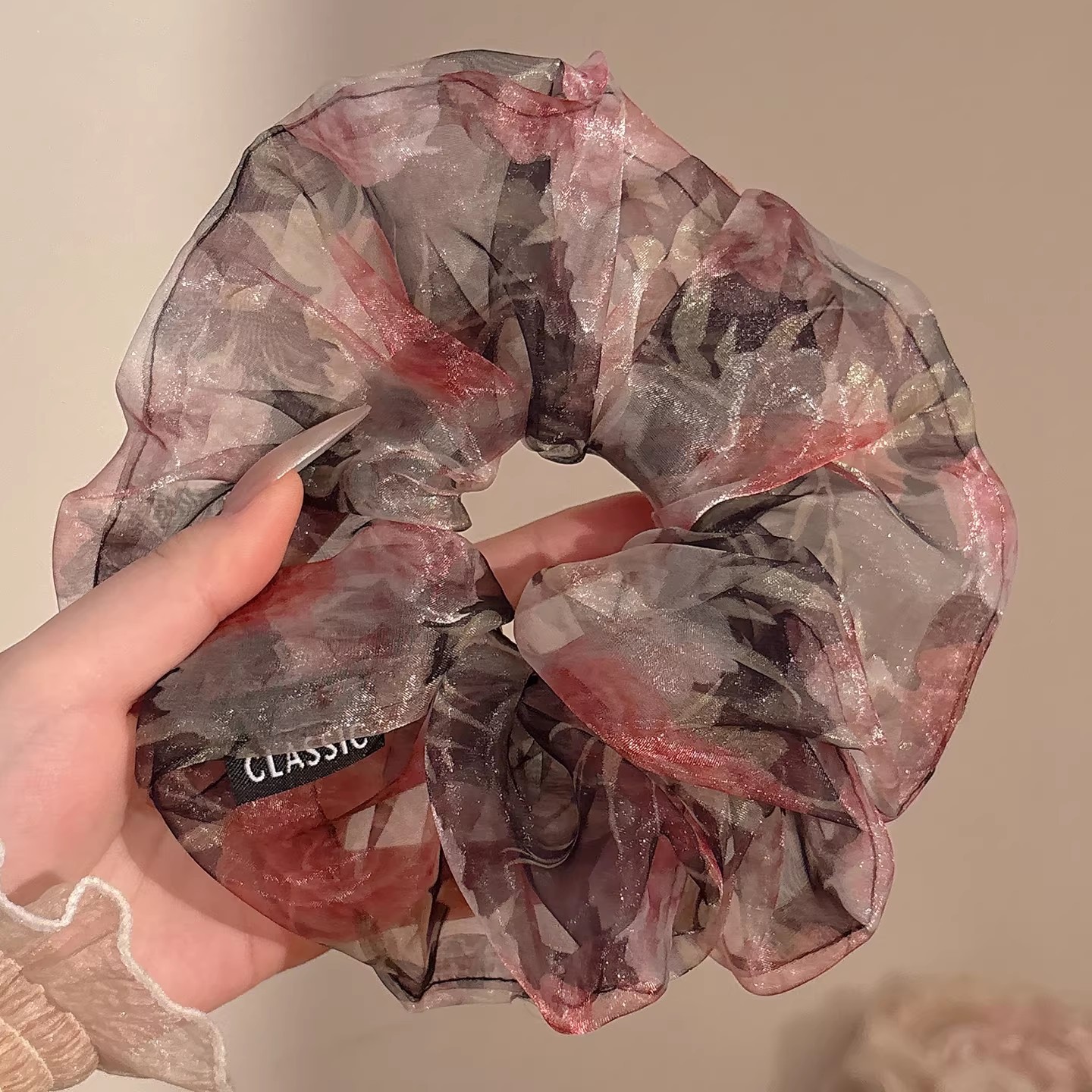 2026 nuevo estilo coreano super grande anillo de pelo intestino grande niñas de alto nivel de sensación de cabello de flores cuerdas de cabello de cordón de goma adornos para el cabello