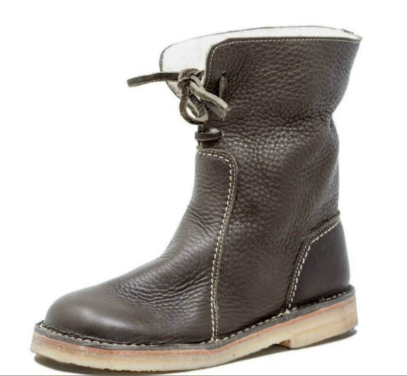 Сапоги до середины икры для внешней торговли 2023 Новые Зимние удобные плоские хлопковые повседневные Ботинки Martin с круглым носком для женщин