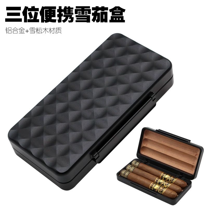 Портативная сигарная коробка Lafuli из сплава с кедровой деревянной подкладкой, режим полета, 3 упаковки, герметичная дорожная сигарная коробка