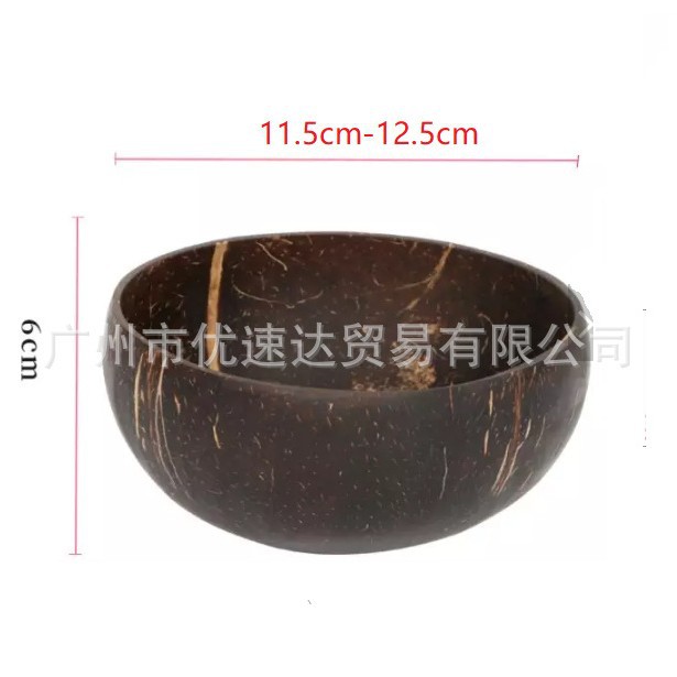 Estilo japonés tazón de coco cáscara de coco viejo cáscara de coco tazón de madera de coco almacenamiento transfronterizo de madera cáscara de coco comercio exterior al por mayor