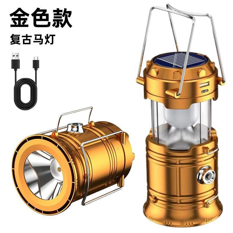 Lámpara solar recargable estilo farol, para camping, mercado nocturno, iluminación 5800