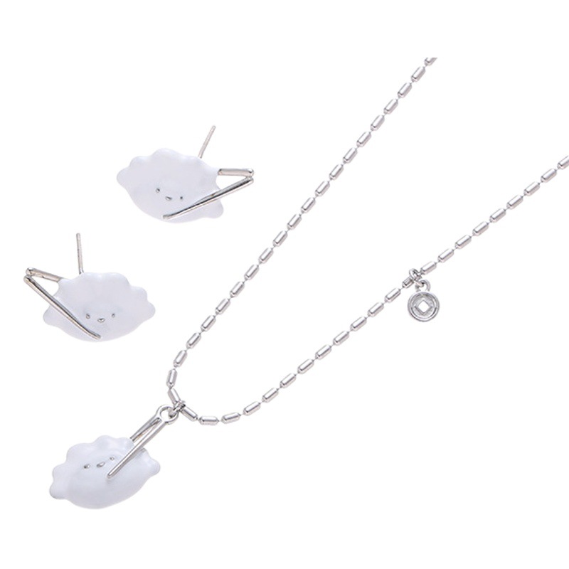 Latón Chapado en platino ins nicho diseño personalizado gota de aceite dumpling collar simple todo partido collar de dumpling al vapor para las mujeres