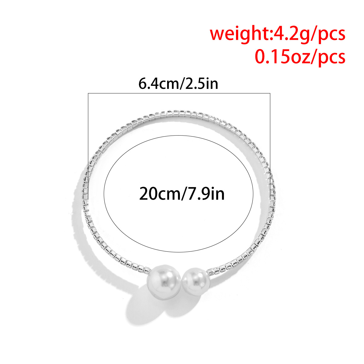 Simple Style Geometric Imitation Pearl Metal Bangle
