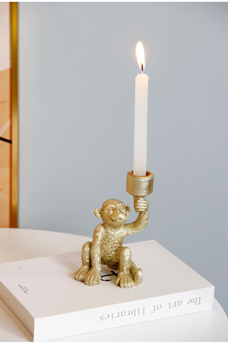 Vintage Style Monkey Resin Candlestick display picture 3