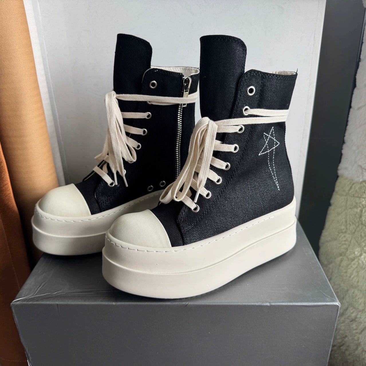 Высокие кеды casual, платформа, чёрные, мужские размеры 38–48