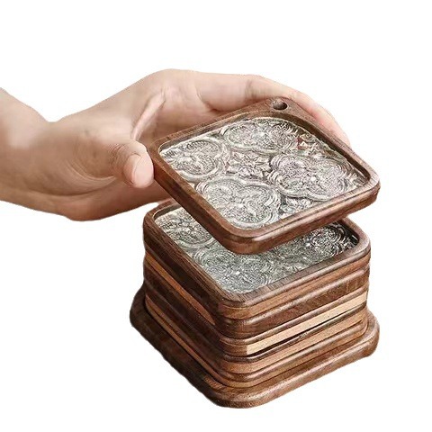 Begonia flor taza almohadilla accesorios de té decoración de mesa de té madera sólida aislamiento térmico almohadilla de té soporte de taza resistente a quemaduras