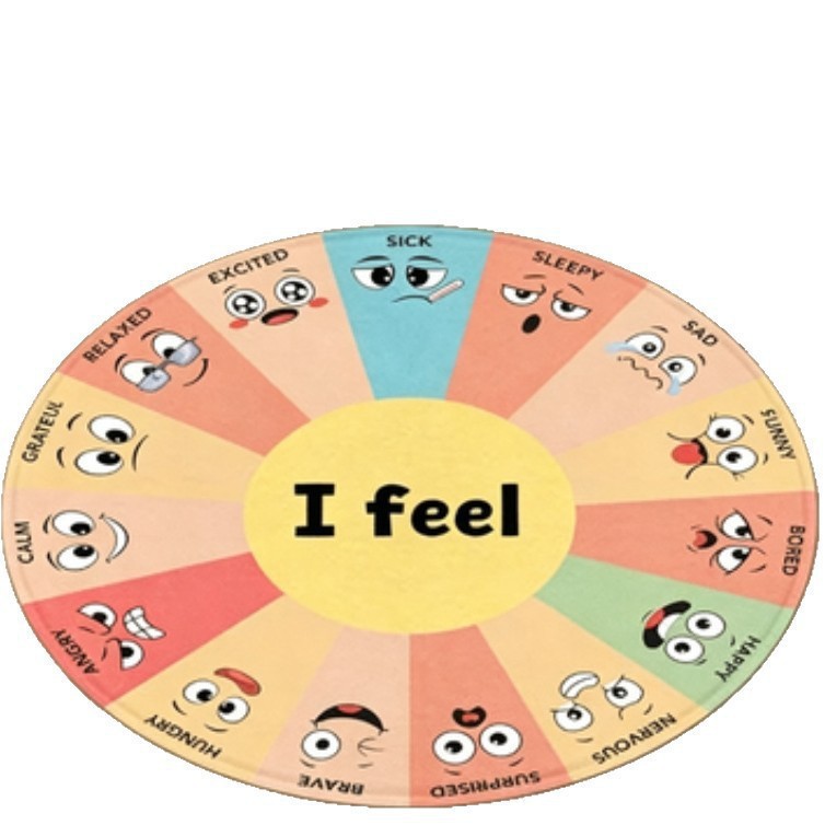 Kindergarten cartoon round carpet, early education center reading area mat, letter cartoon colorful, dirt-resistant, easy-to-clean floor mat