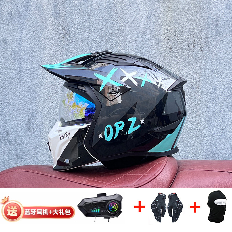 La motocicleta Orz Street Fighter se puede instalar con un casco Bluetooth para hombres y mujeres, un casco completo, una locomotora de cuatro estaciones, un casco combinado 3C extraíble retro