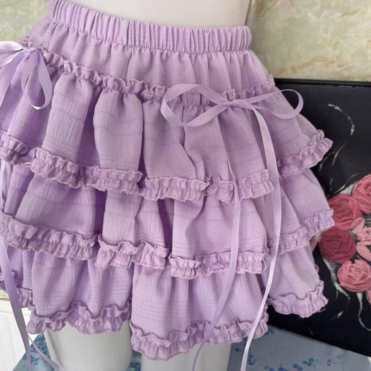 Sweet White Lace Puff Cake Half Skirt, High-Waist Slimming Cosplay Ballet Style — detail image 13
