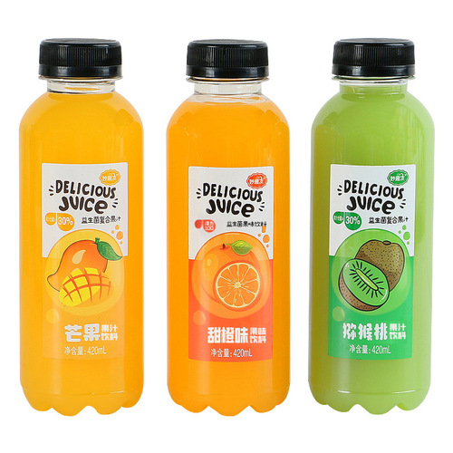 420ml x 6 bottles of fruit juice drink—Mango, Kiwi, Orange, and Probiotic Fruit Flavor Beverage—Wholesale Bulk Orders with Drop Shipping