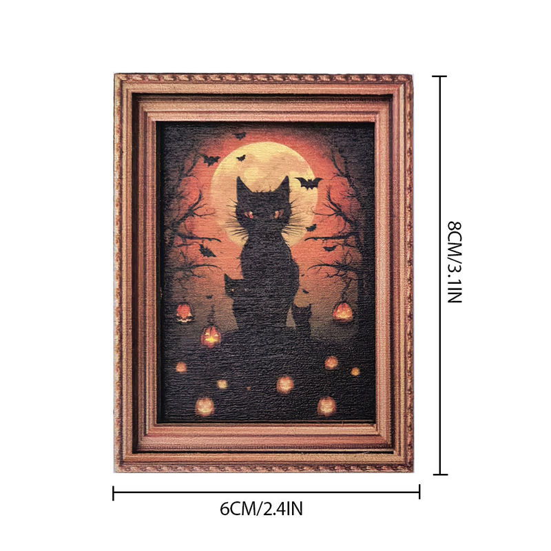 MZCT117-132 クロスボーダーハロウィン磁気立体冷蔵庫マグネットゴースト魔女フォトフレーム木製磁気装飾|undefined