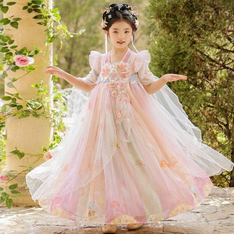 2026 Spring/Summer New Hanfu for Girls, Chinese Style Fairy Dress, Children's Performance Costume, Ruqun Princess Dress