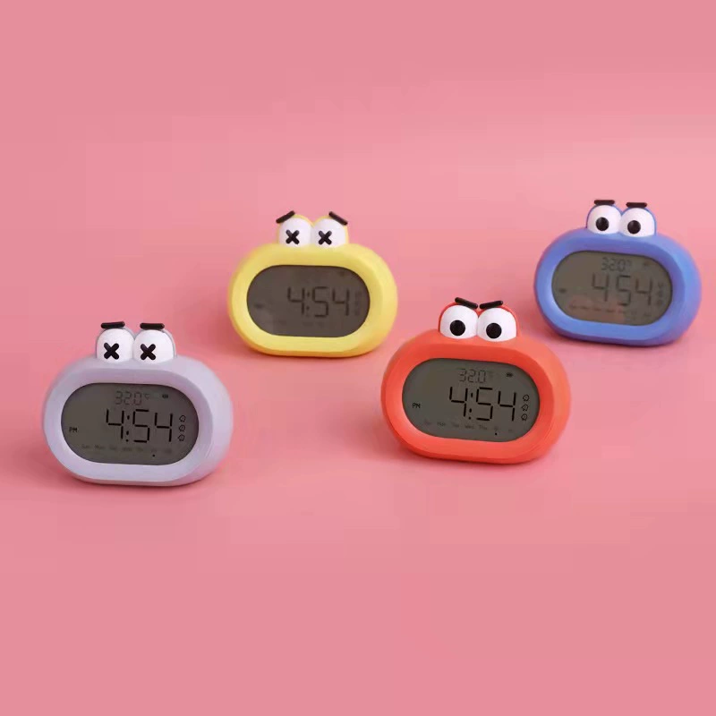 Зарядная версия Bluetooth больших ртов будильник тихий у кровати студента электронный ночник мультфильм детский двойной таймер-таймер