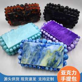 新款跨境大理石纹亚克力包糖果色包包ins同款女包珠子包单肩包包
