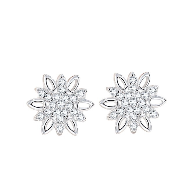 Luz de lujo estilo Stud pendientes 925 plata esterlina moda copo de nieve de alto grado Stud pendientes moda de las mujeres diamante incrustado diamante completo neto rojo mismo estilo lote