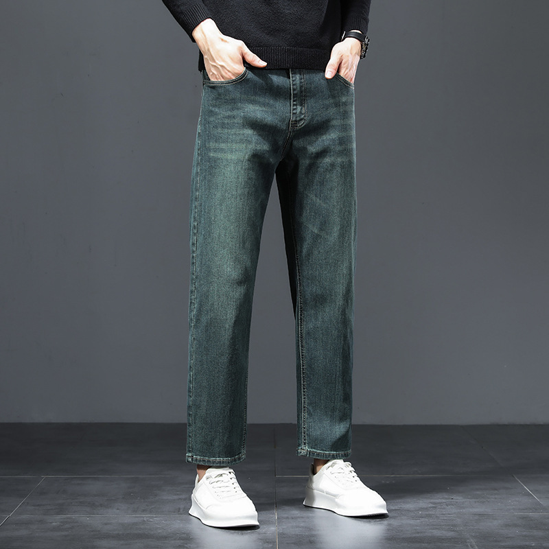 2026 Spring New Style Men's Loose Fit Large Size Cropped Straight-Leg Jeans for Short Stature Casual Eight-Point Pants 2026 Spring New Style Men's Loose Fit Large Size Cropped Straight-Leg Jeans for Short Stature Casual Eight-Point Pants