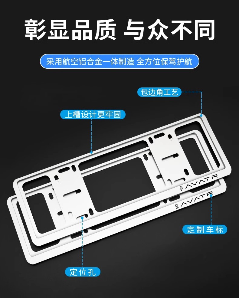 Avita 11/12 Car License Plate Frame New Energy Green License Plate Car License Plate Frame License Plate Protection Frame Cover