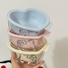 爱心沥水篮果盘客厅家用厨房高颜值塑料收纳菜篮子双层洗菜盆