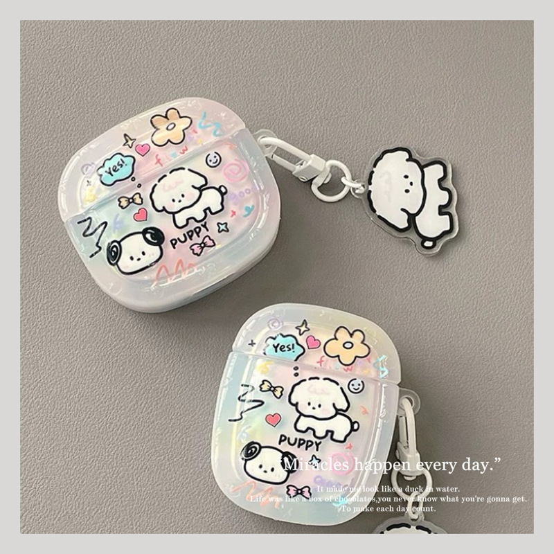 Cute Flower Colorful White Dog Suitable for Apple Wireless Earphone Case Airpods4 Protective Cover AirPods Pro3