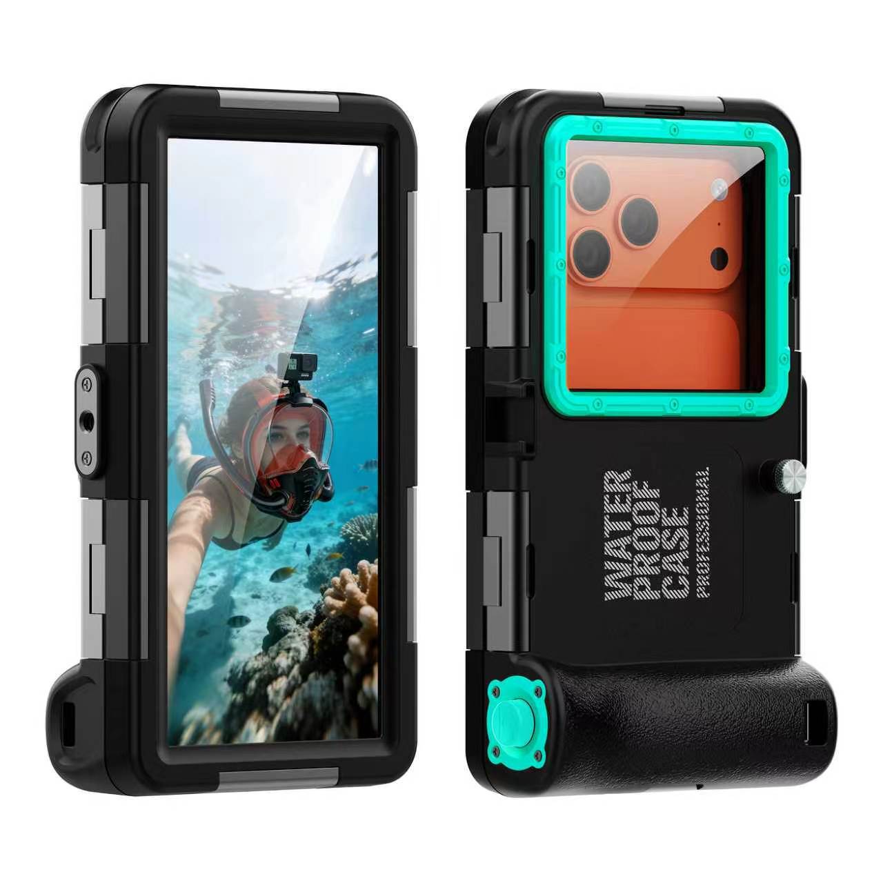 Tecnología de pimiento rojo negro 15 m buceo shell protección impermeable samsung aplicable 14 apple 13 caja del teléfono móvil huawei xiaomi