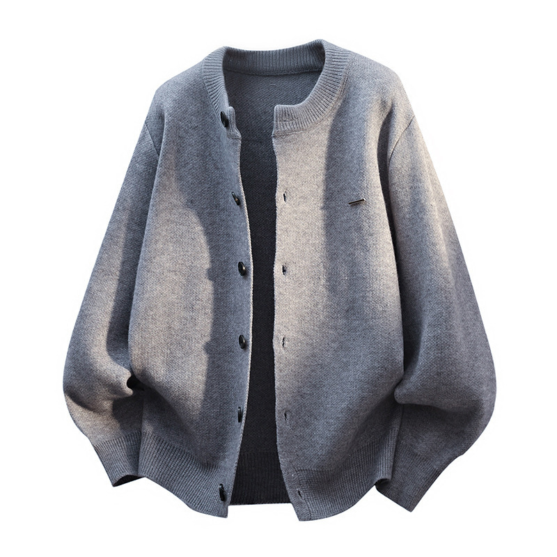 Trendy New Solid Color Sweater Jacket For Men And Women, Round Neck,...