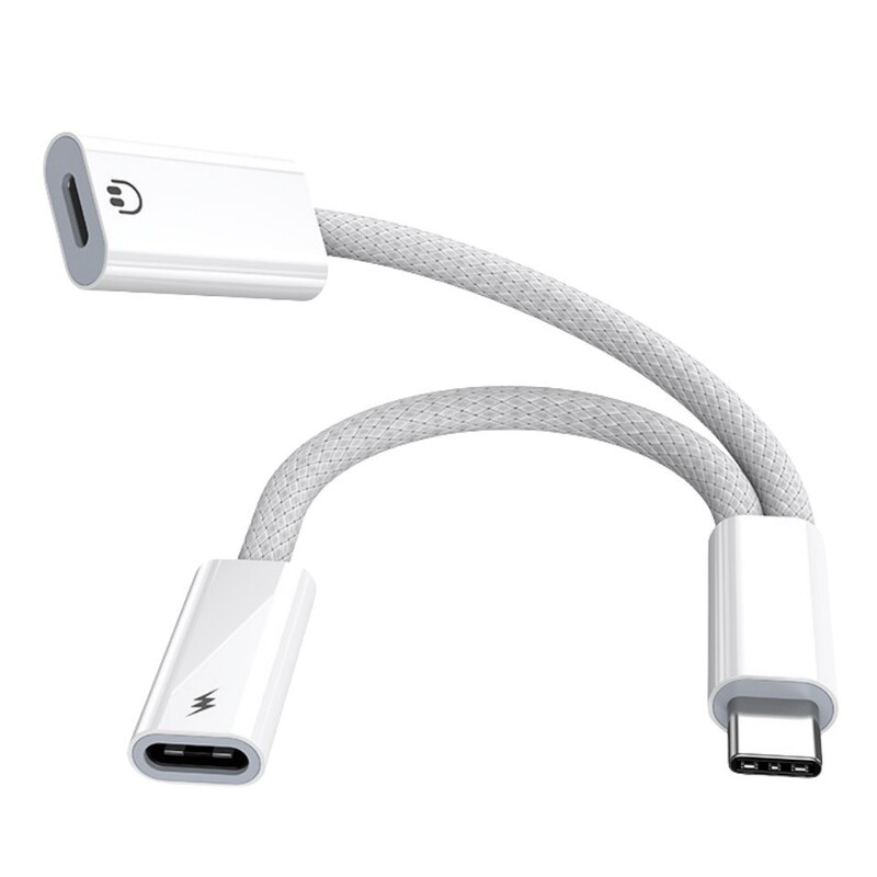 lightning to type c lightning USB-C converter 2-in -1 adapter for apple 15 earphone cable