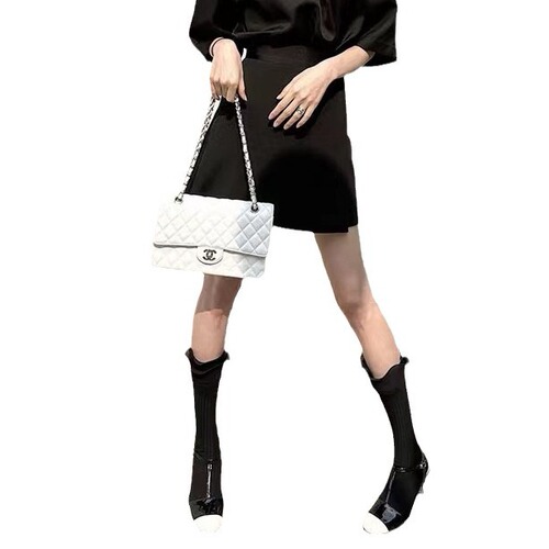 Spring and summer double-layer calf black new style edge three-dimensional tailoring double-needle strip edge solid color mid-calf socks pile socks for women