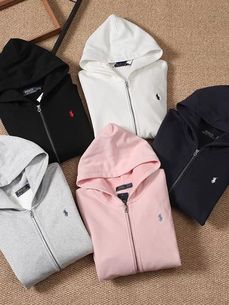 Three labels available, scan to access cross-border e-commerce. Paul Polo embroidered logo fleece sweatshirt jacket, thick style, for men and women