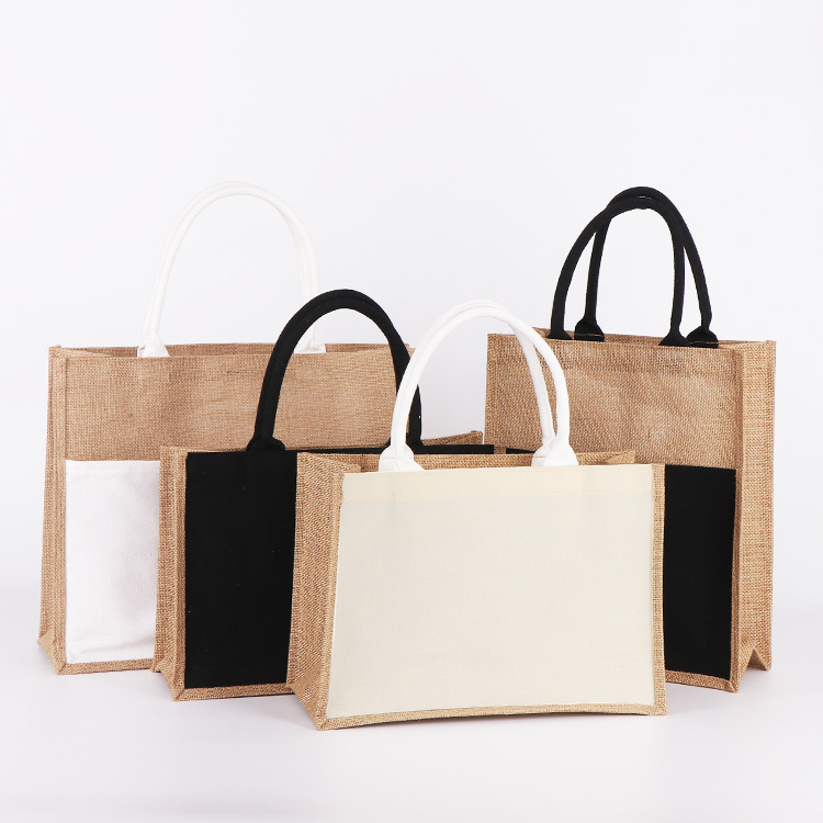 Bolsa de lino sin impresión de yute bolsa de compras buena bolsa de lino regalo bolsa de lino en blanco hacer bolsa de lino ecológica