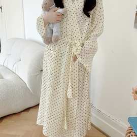 批发货源  睡袍春季女款韩版新款爱心保暖浴袍睡衣家居服女士睡袍