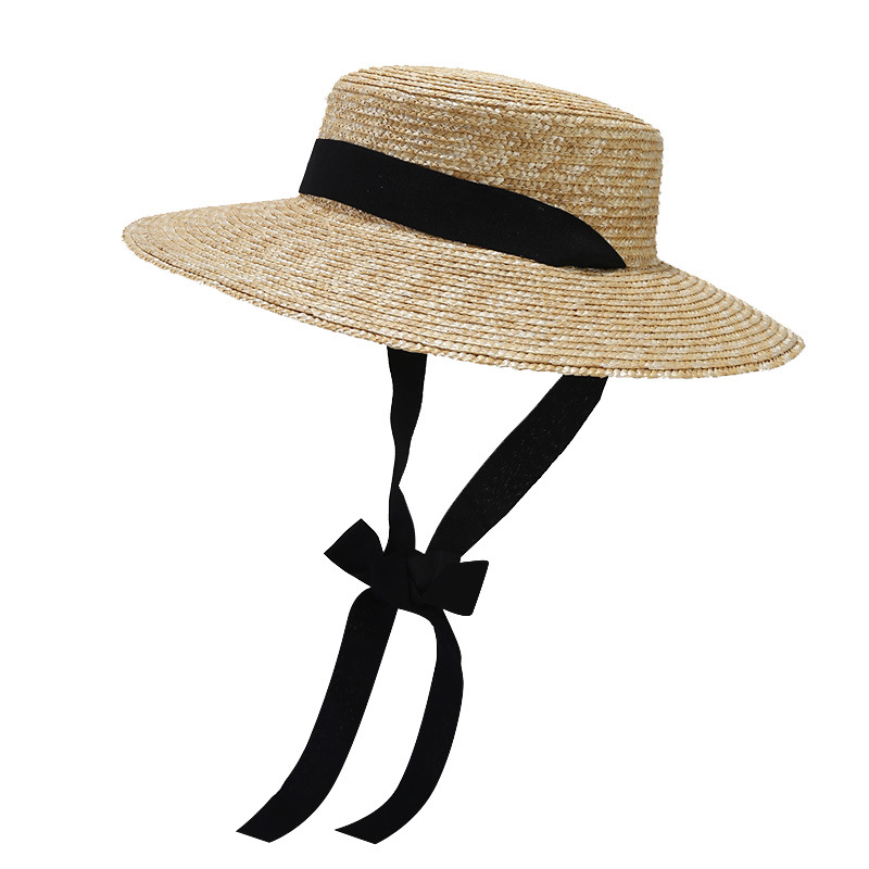 Estilo francés retro luz superior paja grado Correa protección solar ala grande sombrero para el sol mujer foto vacaciones playa pescador sombrero