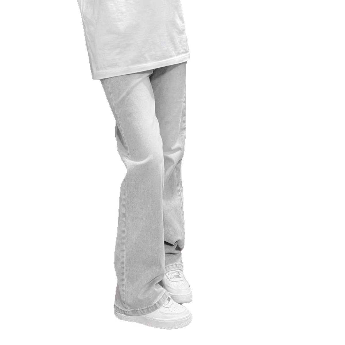 Men's High Street Washed Flared Jeans Style Slim Fit Straight Leg Flared Pants Versatile Spring Autumn_mkmklike.com