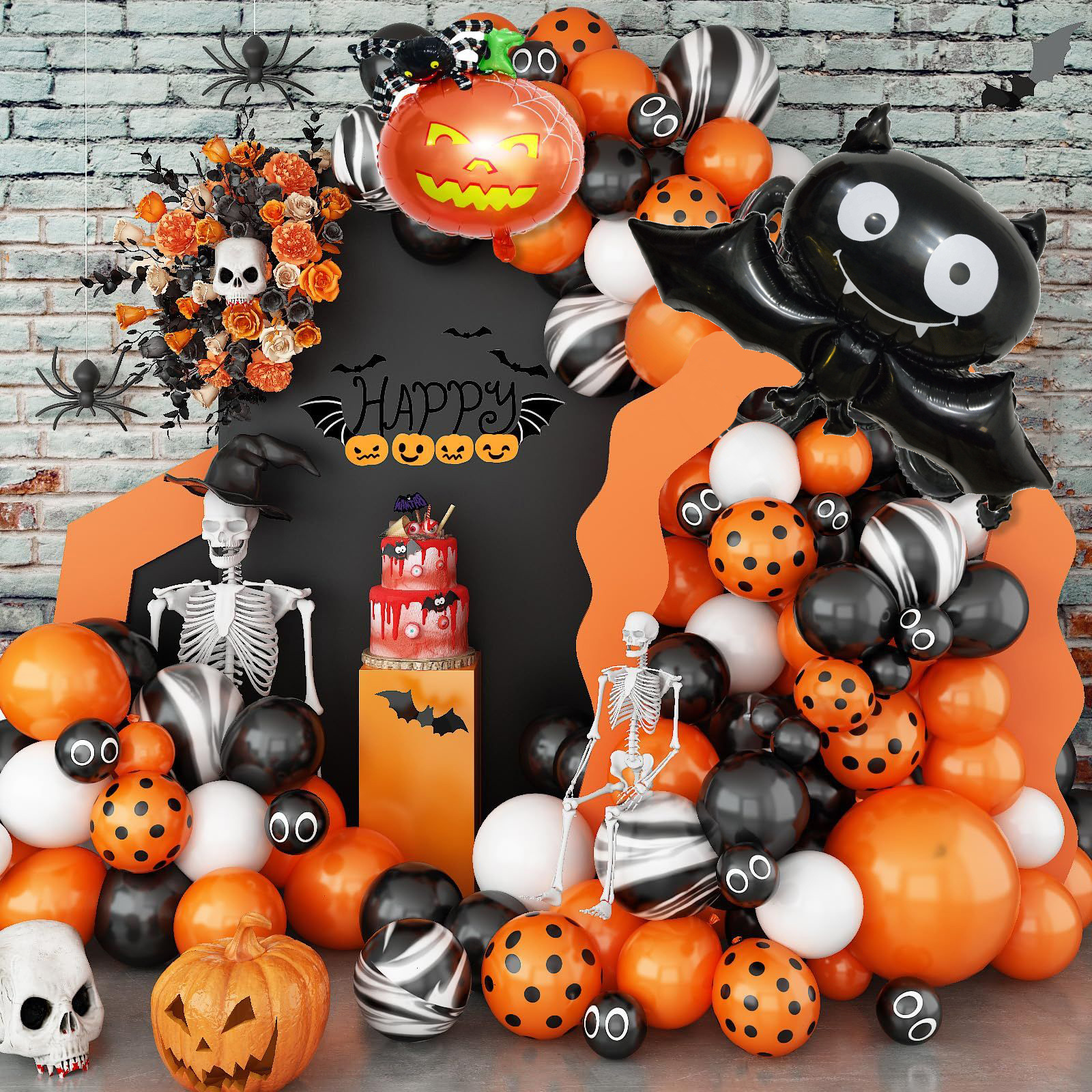 Halloween Latex Balloon 10 Inch Printed Pumpkin Bat Halloween Ghost…