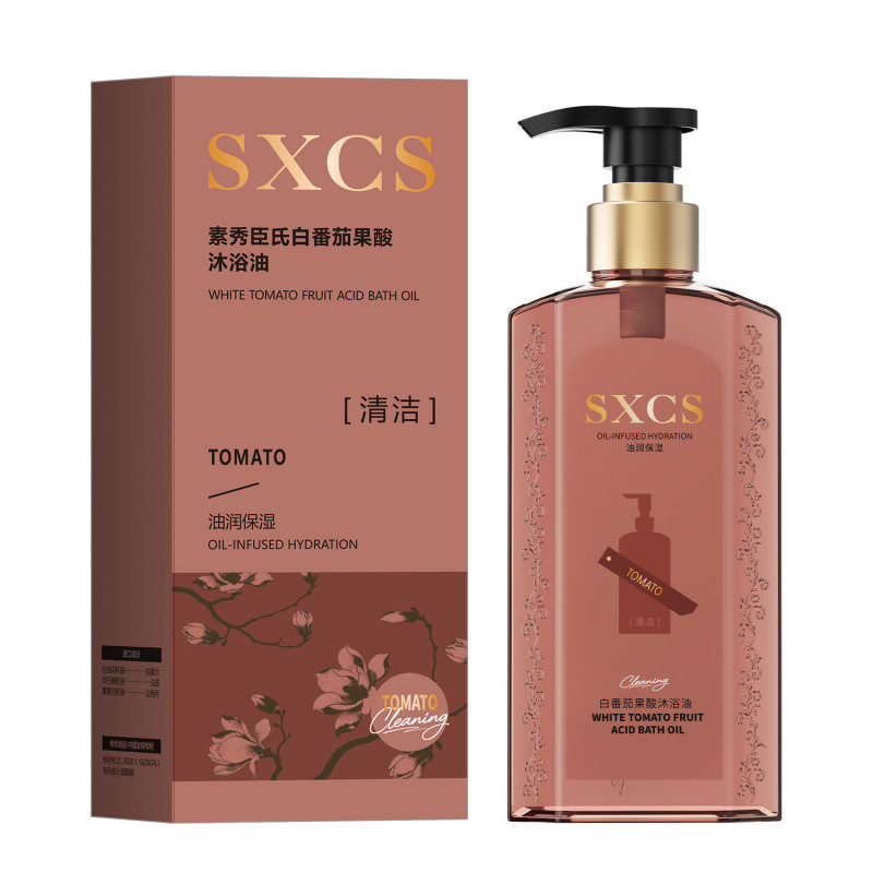 Nuevo producto explosivo SXCS tomate blanco ácido de fruta aceite de baño humectante suave limpio y duradero fragancia refrescante fabricante