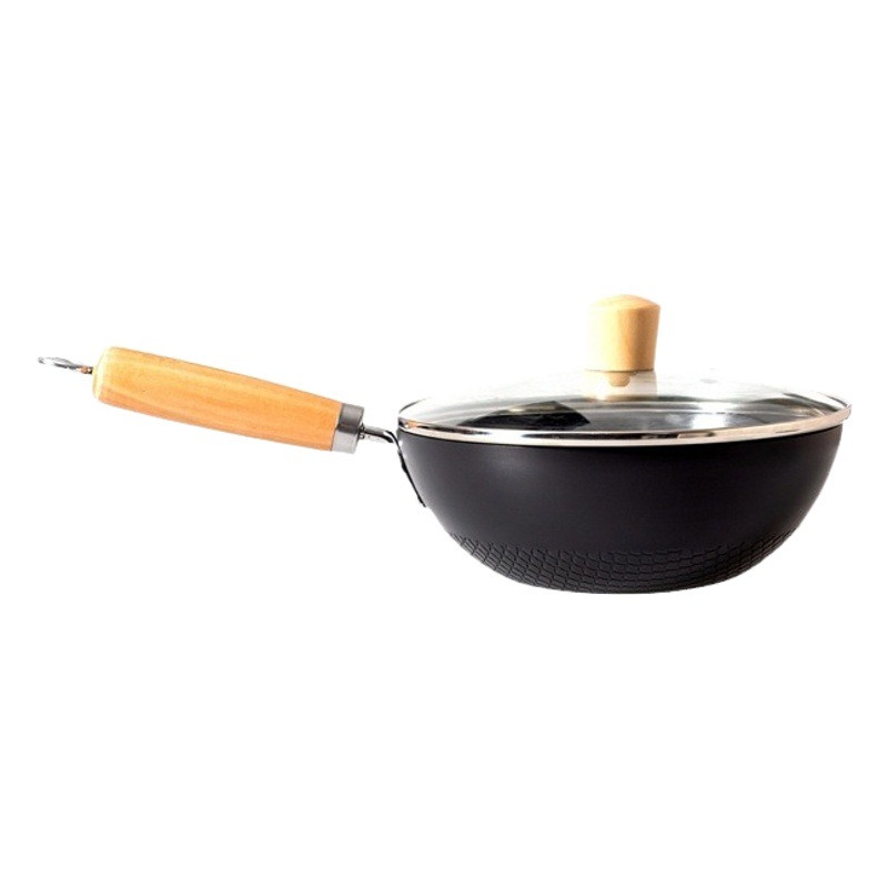 Pequeña olla de hierro 20cm de estilo japonés mini hogar olla plana sin recubrimiento Cocina de Inducción adecuada para el pequeño WOK