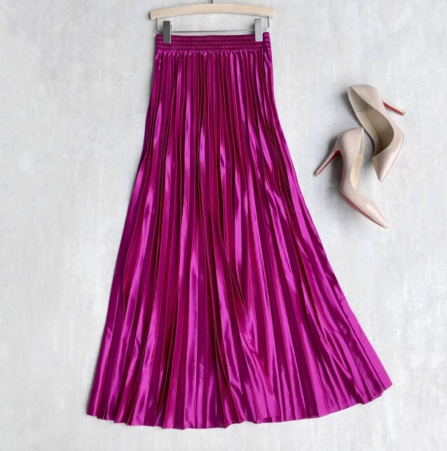 1 m Long Skirt High Waist Solid Color Mopping and Ankle Pearlescent Satin Pleated Skirt Large Swing A- shaped Umbrella Skirt 100cm 1 m Long Skirt High Waist Solid Color Mopping and Ankle Pearlescent Satin Pleated Skirt Large Swing A- shaped Umbrella Skirt 100cm