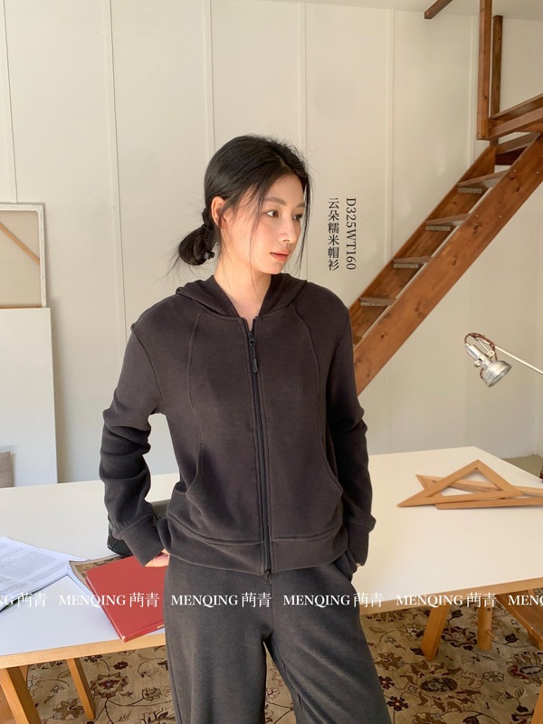 菛青糯米衣 lulu同款拉链开衫短款修身瑜伽服外套女|undefined