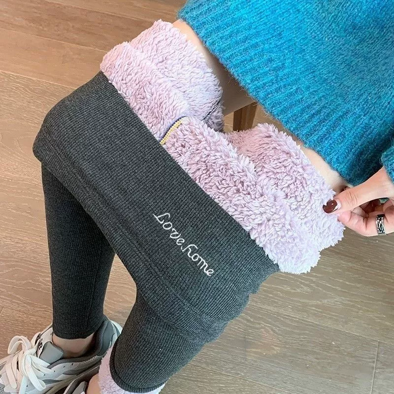 Fleece thin warm velvet leggings, demi-season keep warm trousers